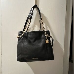Michael Kors Black Shoulder Bag with Gold Accents